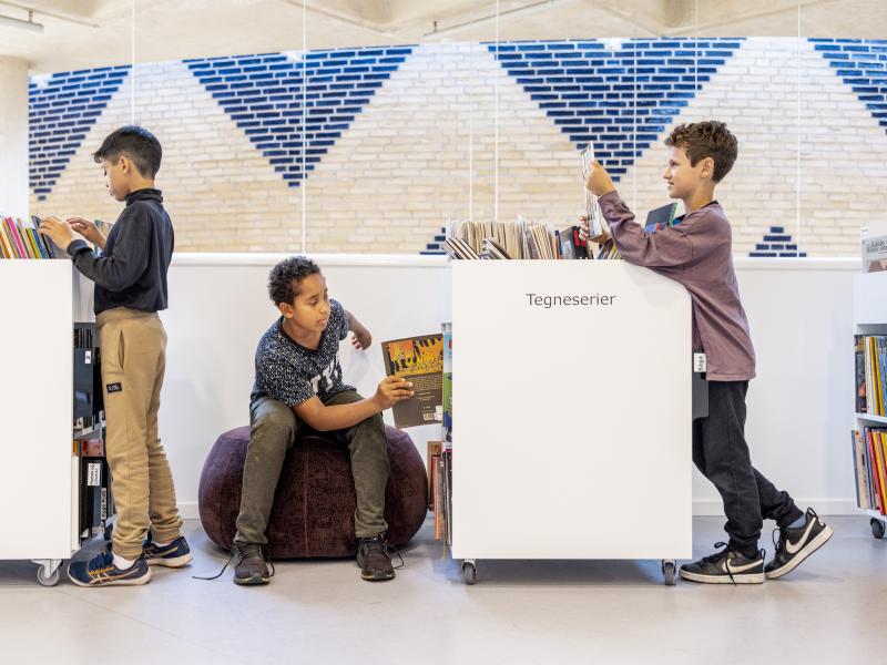 Tegneserier i Børnebiblioteket. Fotokreditering: Nikolai Linares.